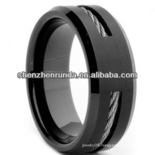 2014 World Cup Ring Men's Plated Black inlay Wire Ring Jewelry Tungsten Ring 8mm china manufacturer